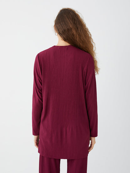 High Collar Plain Long Sleeve Oversize Women's Tunic