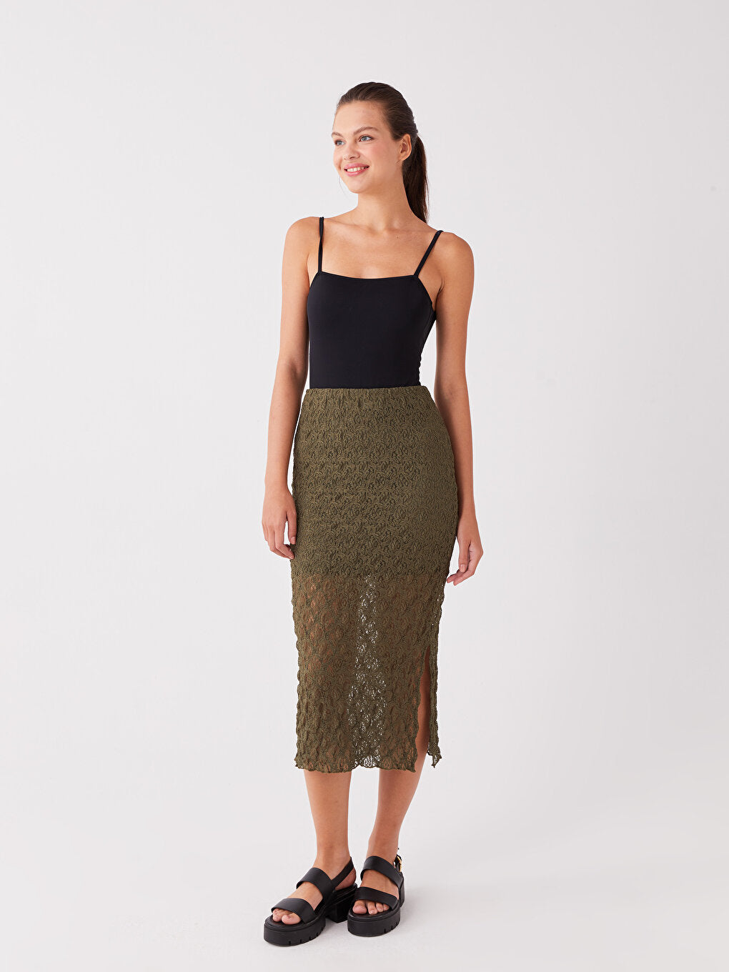 Extra Tight Fit Self Patterned Women's Skirt