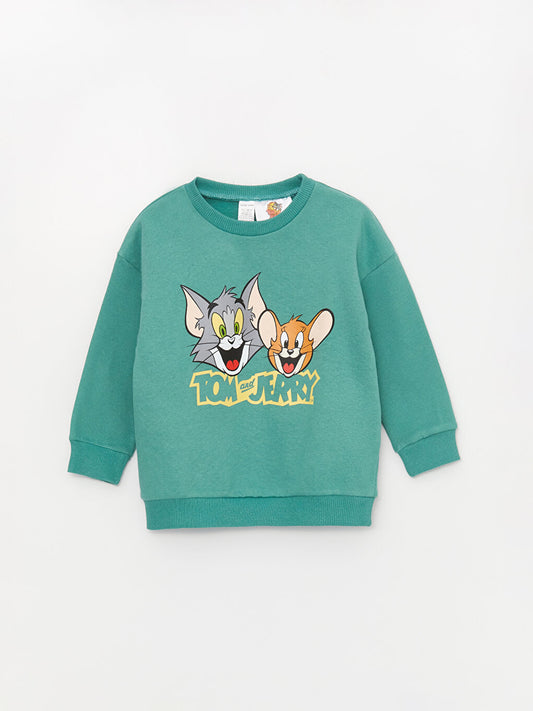 Crew Neck Long Sleeve Tom and Jerry Printed Baby Boy Sweatshirt