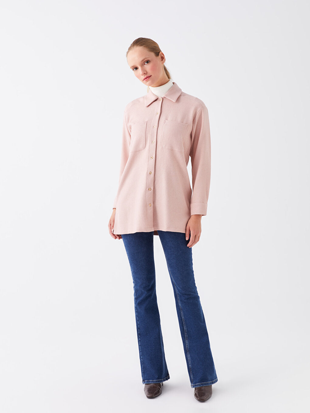 Plain Long Sleeve Women's Shirt Tunic