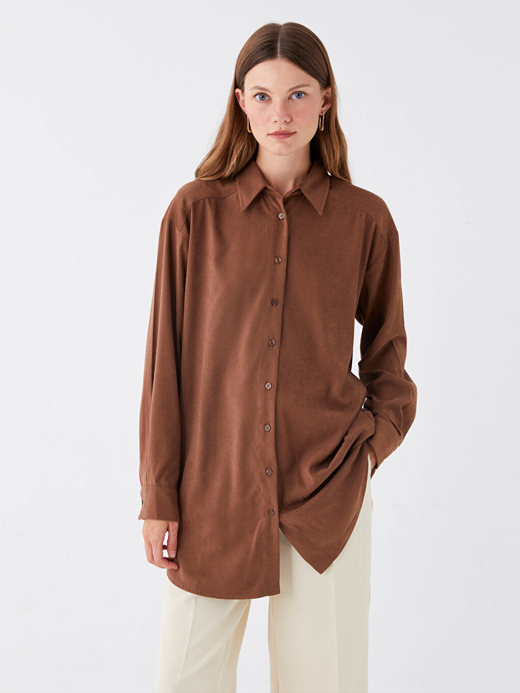 Plain Long Sleeve Women's Shirt Tunic