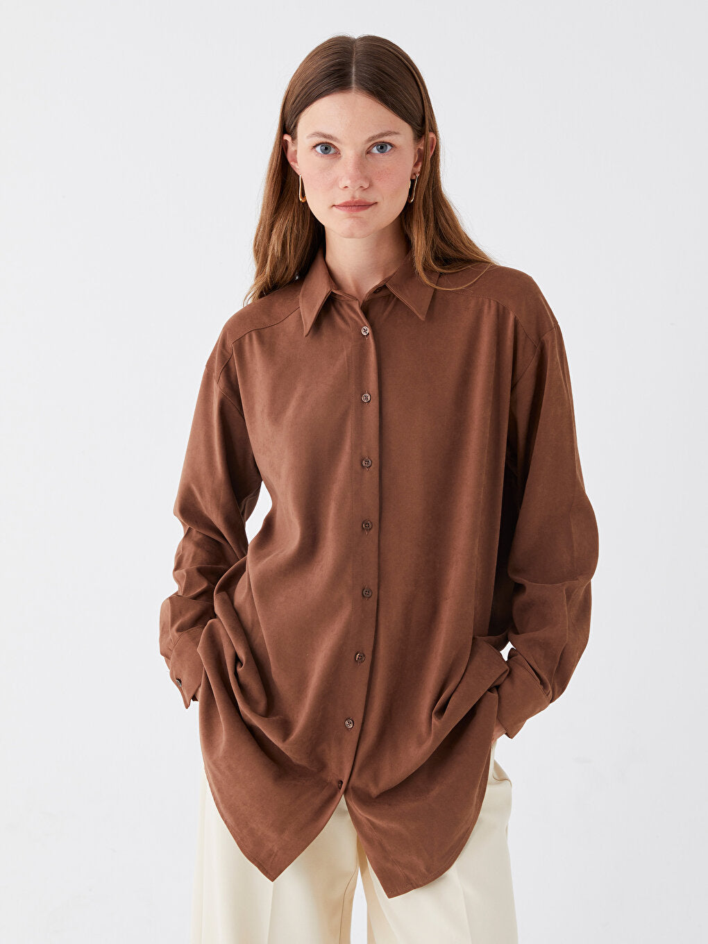 Plain Long Sleeve Women's Shirt Tunic