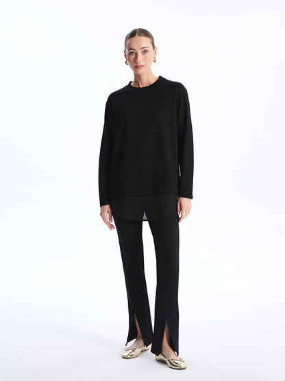 Crew Neck Plain Long Sleeve Women's Tunic