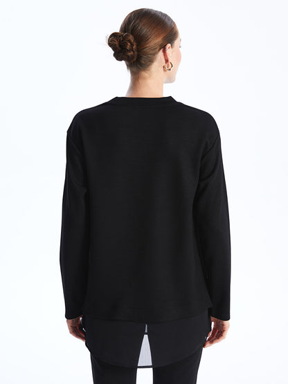 Crew Neck Plain Long Sleeve Women's Tunic