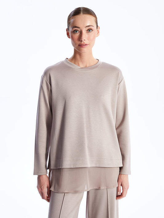 Crew Neck Plain Long Sleeve Women's Tunic