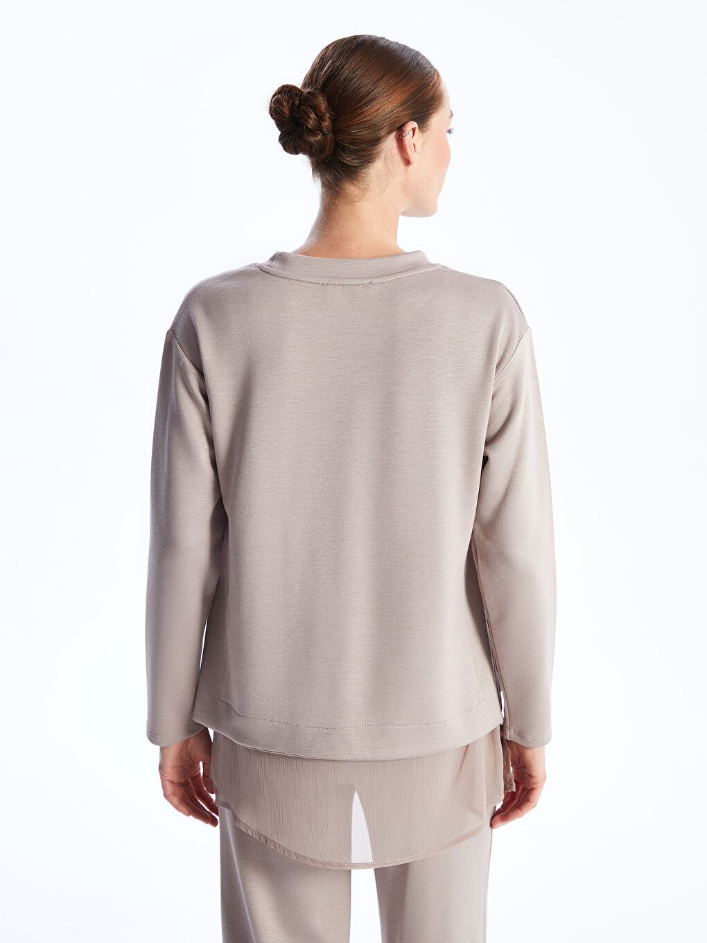 Crew Neck Plain Long Sleeve Women's Tunic