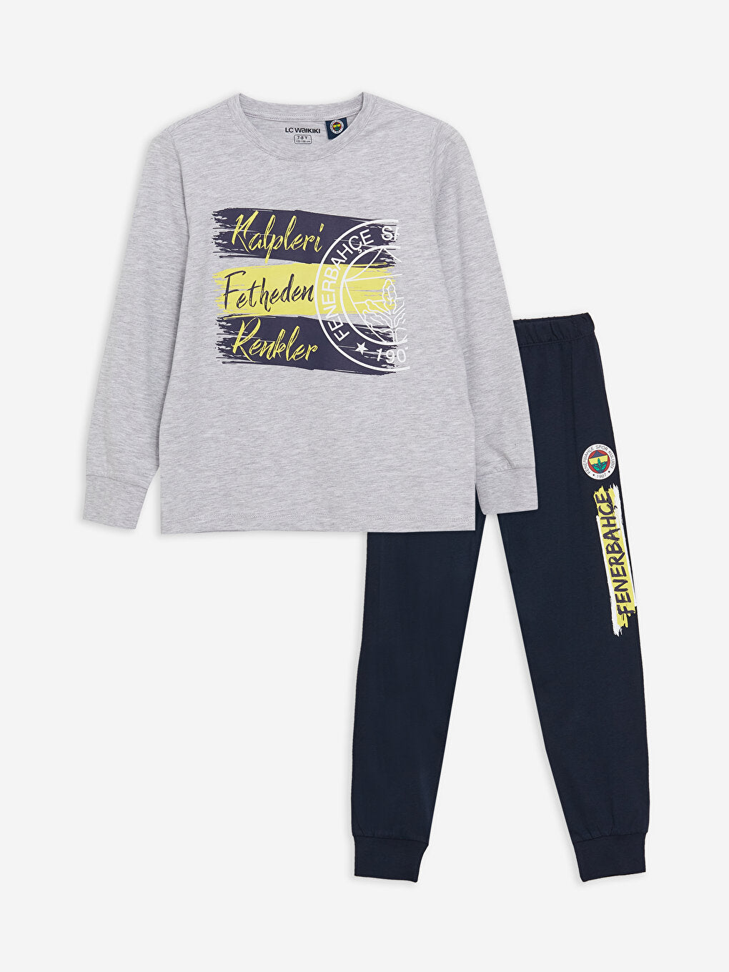 Crew Neck Fenerbahçe Printed Long Sleeve Boys Pajama Set