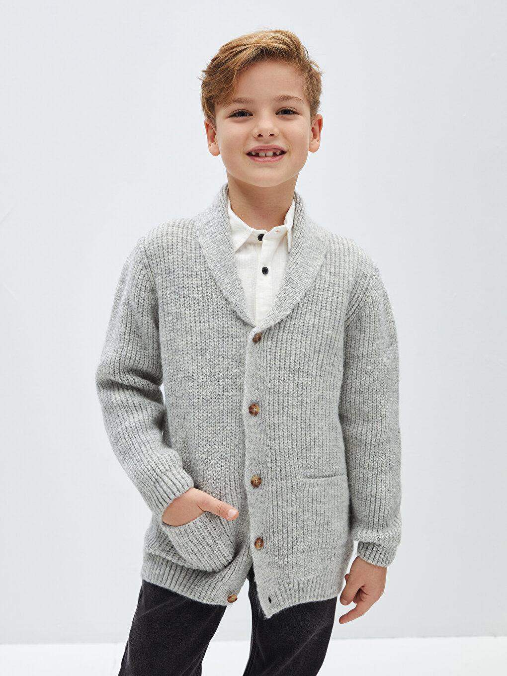 Shawl Collar Boy's Knitwear Cardigan