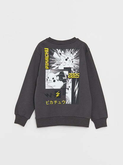 Crew Neck Pokemon Printed Long Sleeve Boy's Sweatshirt