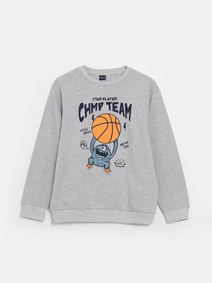 Comfortable Crew Neck Printed Boy's Sweatshirt