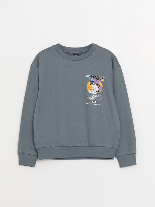 Crew Neck Printed Long Sleeve Boy's Sweatshirt