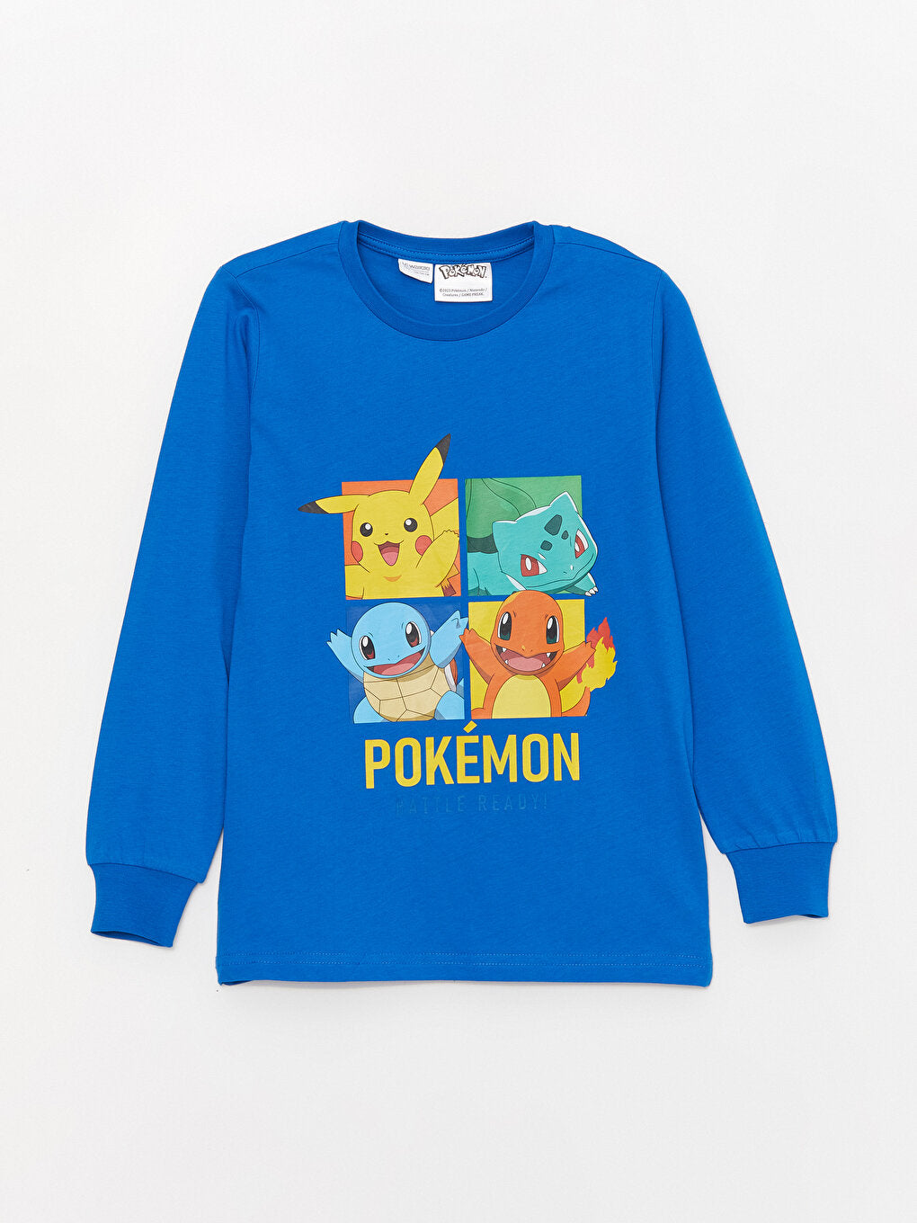 Crew Neck Pokemon Printed Long Sleeve Boys Pajama Set