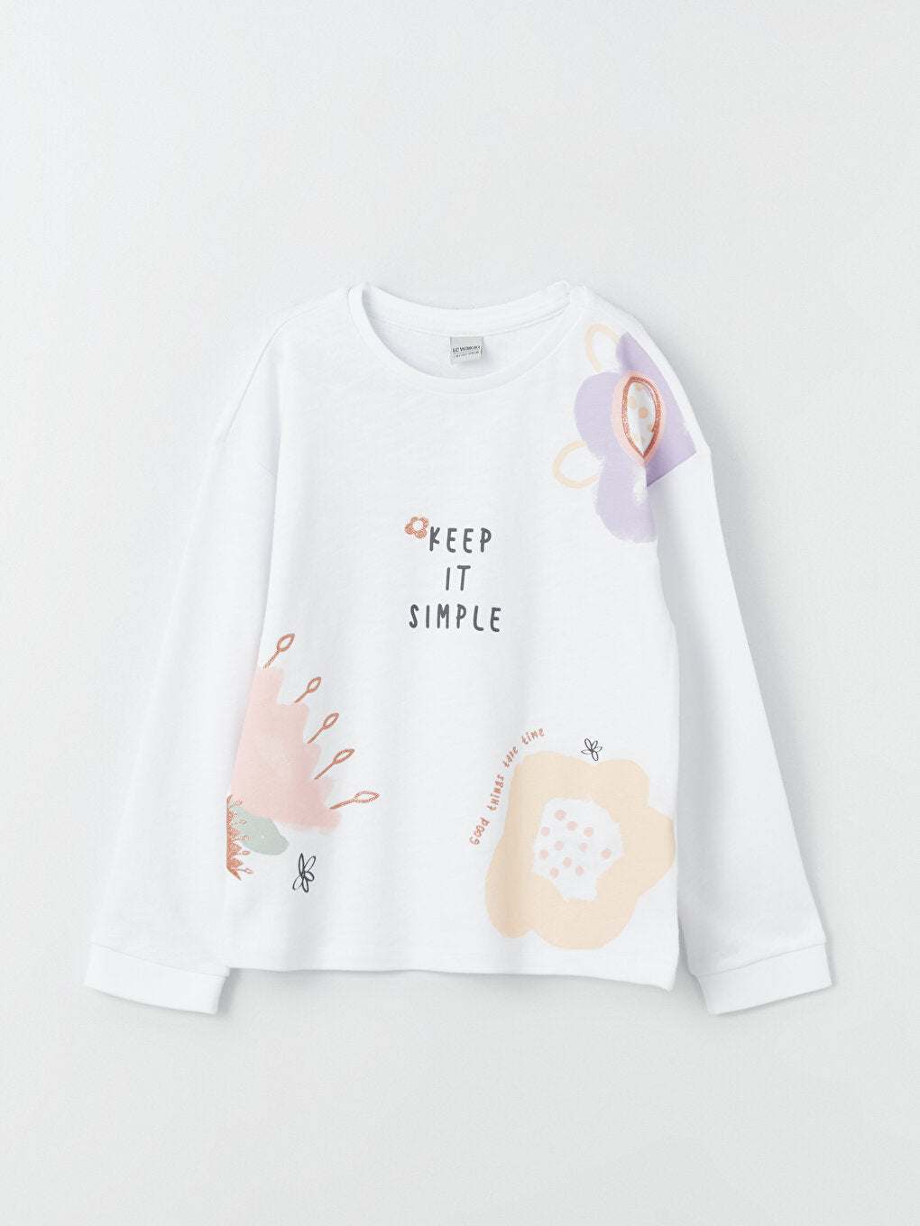 Crew Neck Printed Long Sleeve Girl's T-Shirt