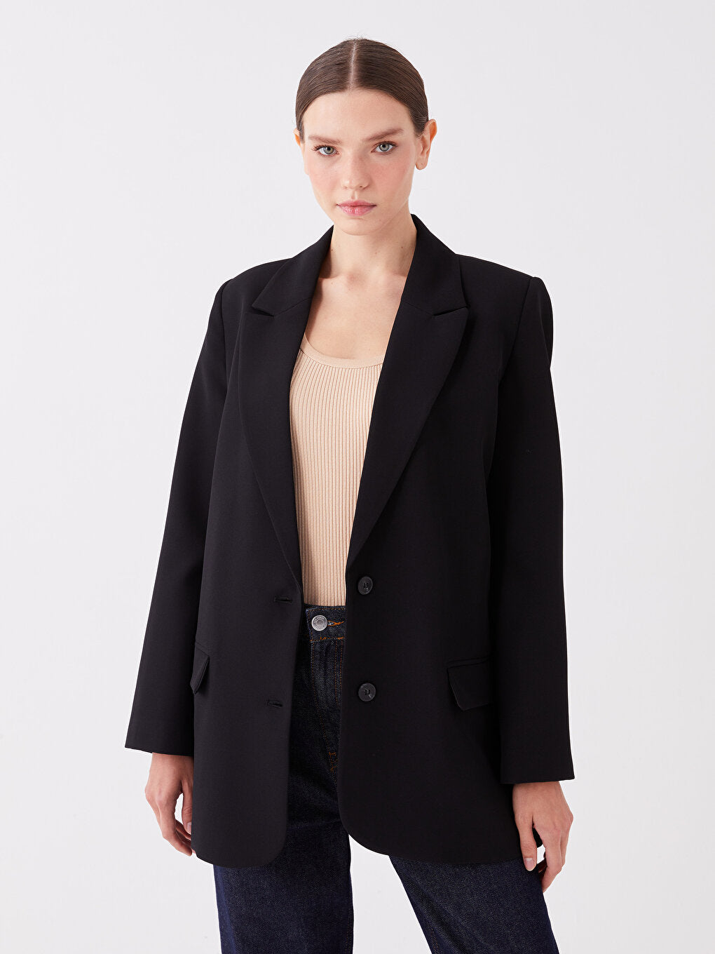 Plain Long Sleeve Women's Blazer Jacket