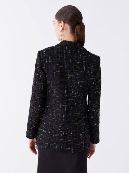 Plaid Long Sleeve Women's Tweed Blazer Jacket