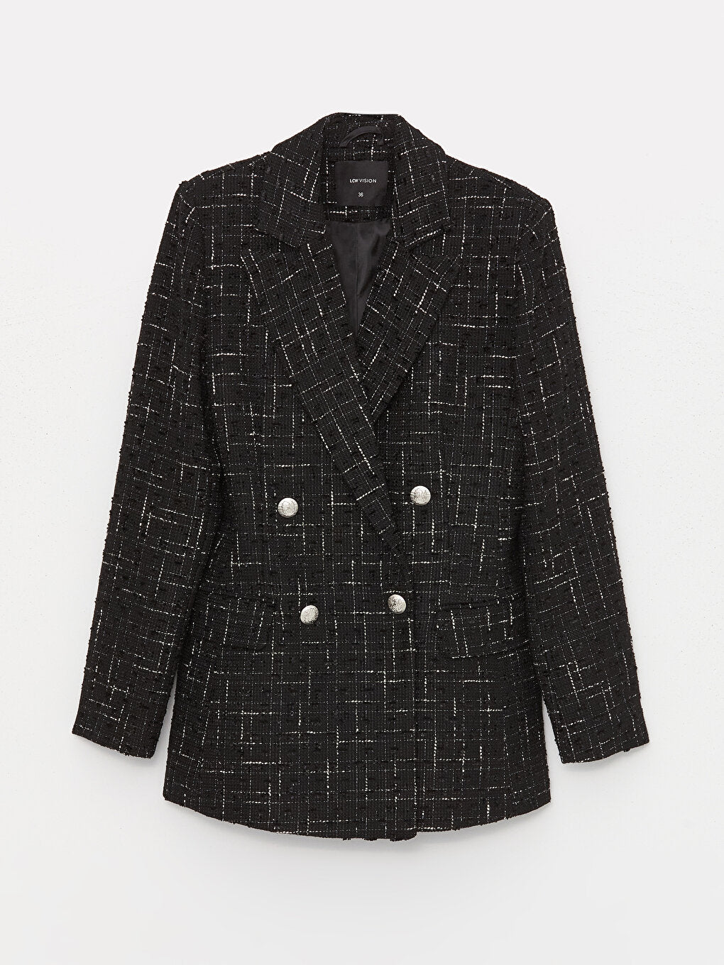 Plaid Long Sleeve Women's Tweed Blazer Jacket