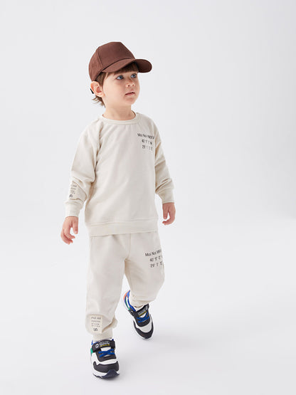 Crew Neck Long Sleeve Printed Baby Boy 2 Piece Set