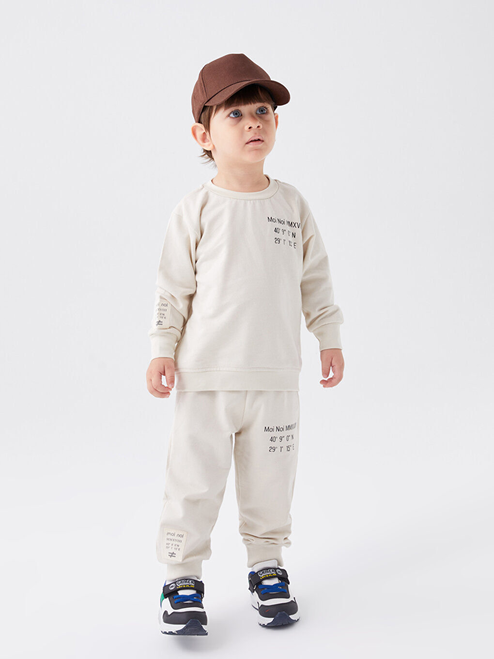 Crew Neck Long Sleeve Printed Baby Boy 2 Piece Set