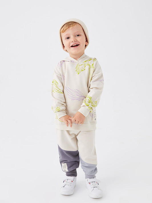 Printed Baby Boy Tracksuit Bottom with Elastic Waist