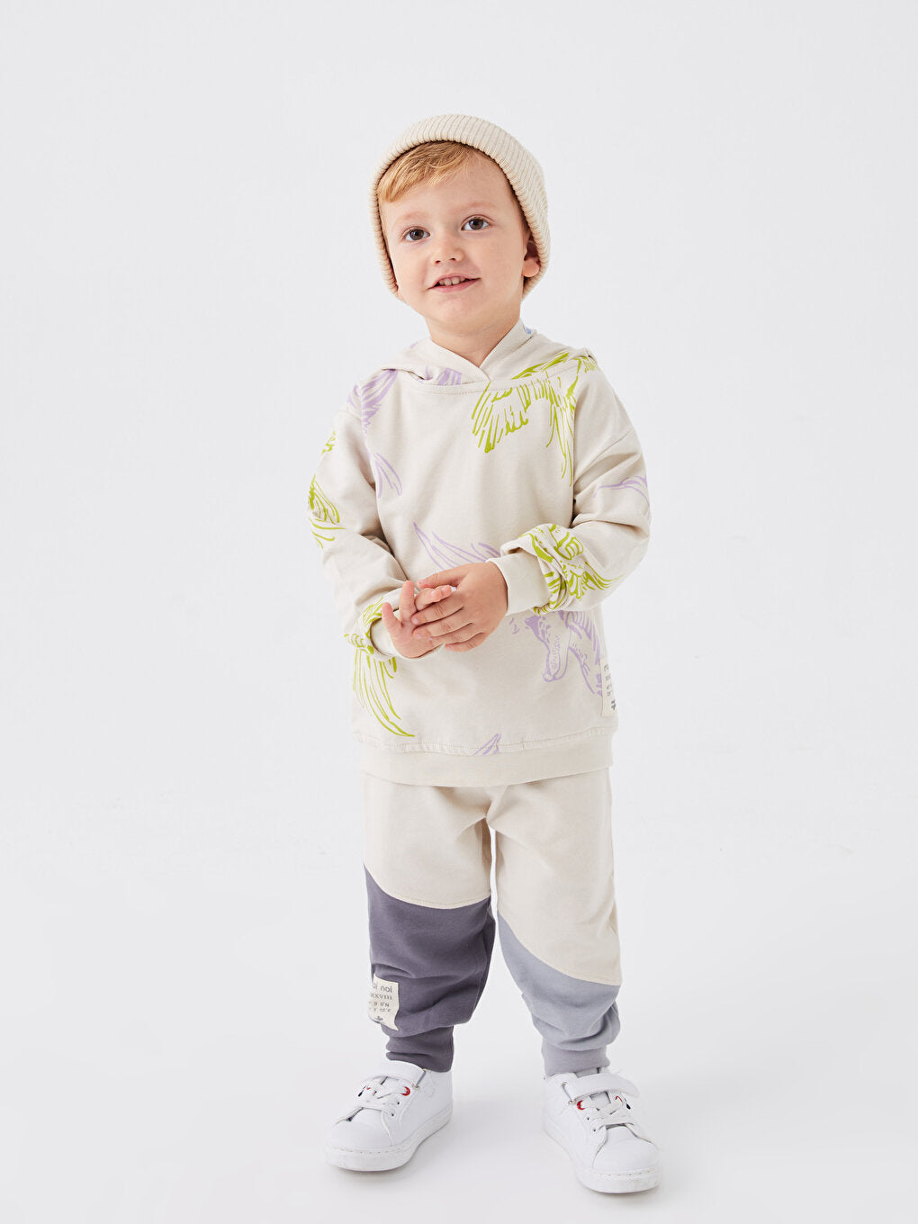 Printed Baby Boy Tracksuit Bottom with Elastic Waist