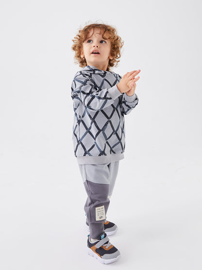 Printed Baby Boy Tracksuit Bottom with Elastic Waist