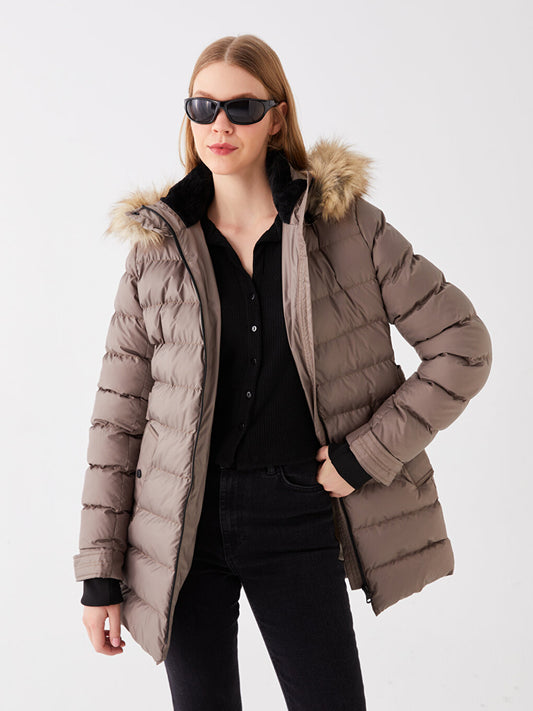 Women's Hooded Plain Puffer Coat