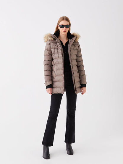 Women's Hooded Plain Puffer Coat