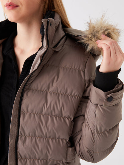 Women's Hooded Plain Puffer Coat