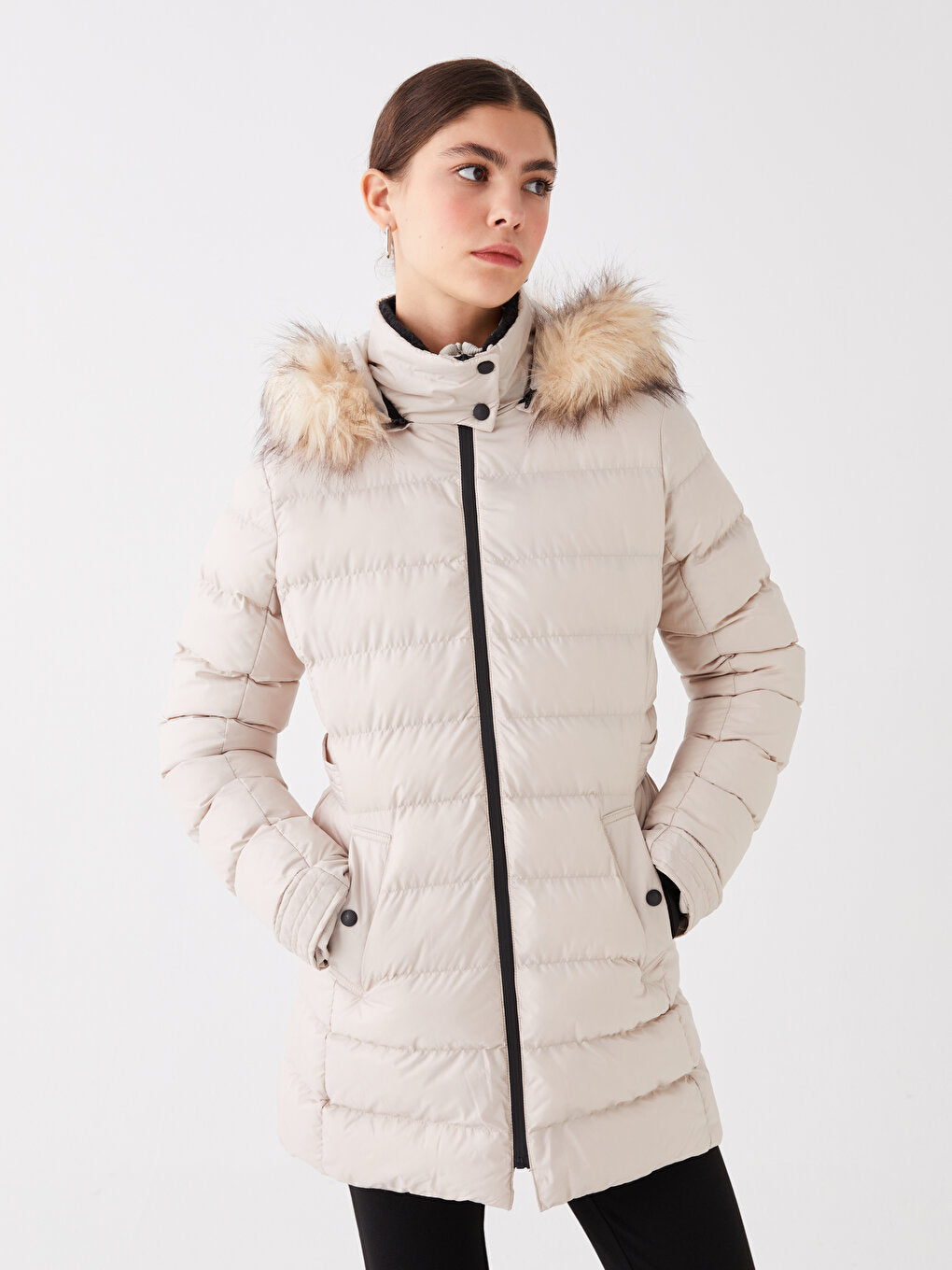 Women's Hooded Plain Puffer Coat