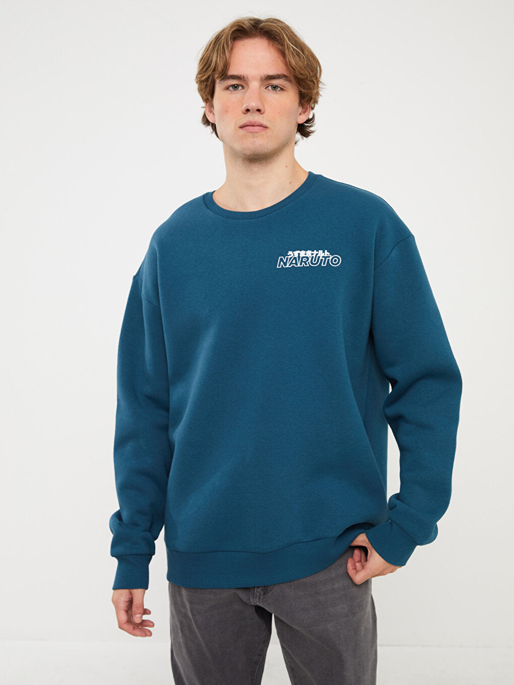 Crew Neck Long Sleeve Printed Men's Sweatshirt