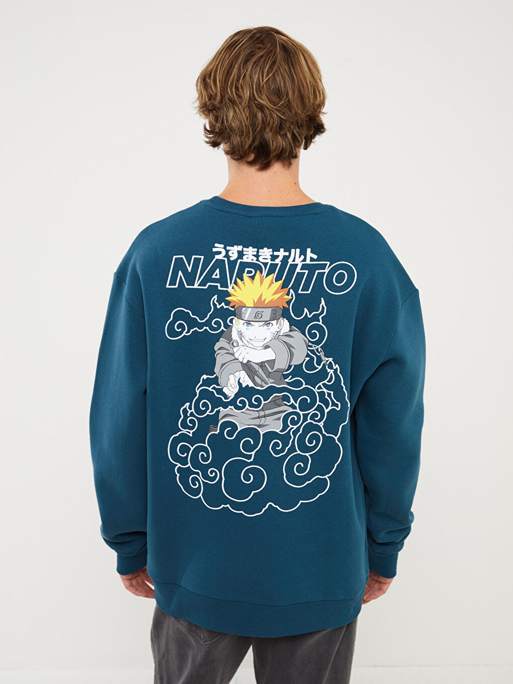 Crew Neck Long Sleeve Printed Men's Sweatshirt