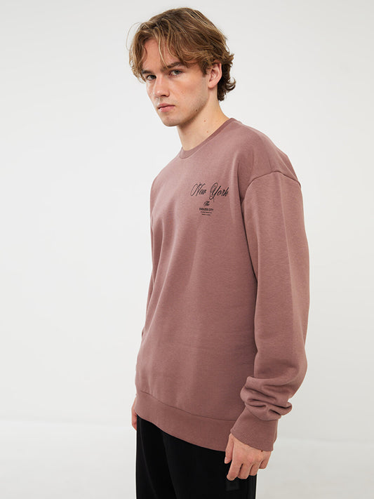 Crew Neck Long Sleeve Printed Men's Sweatshirt