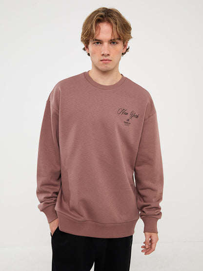 Crew Neck Long Sleeve Printed Men's Sweatshirt