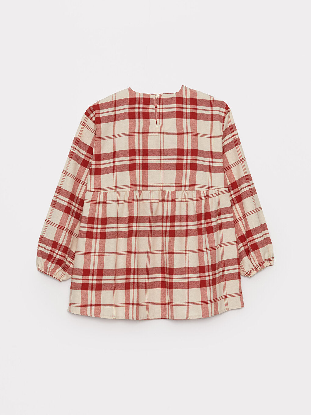 Crew Neck Plaid Long Sleeve Women's Tunic