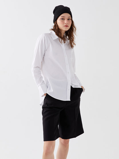 Plain Long Sleeve Poplin Women's Shirt