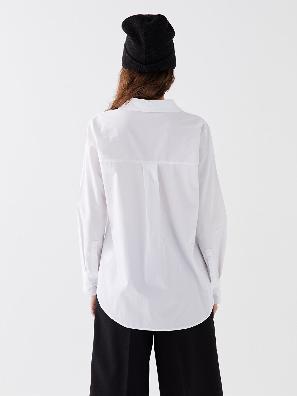 Plain Long Sleeve Poplin Women's Shirt