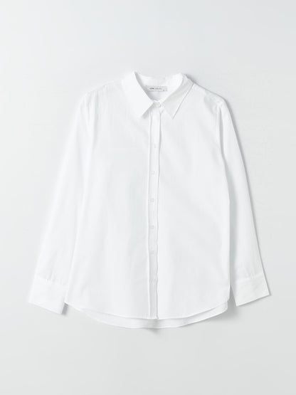 Plain Long Sleeve Poplin Women's Shirt