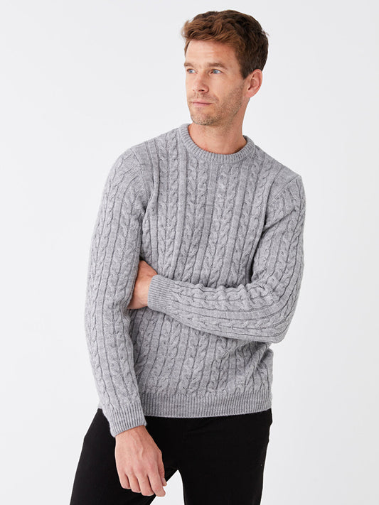 Crew Neck Long Sleeve Men's Knitwear Sweater