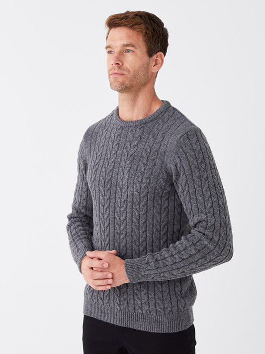 Crew Neck Long Sleeve Men's Knitwear Sweater