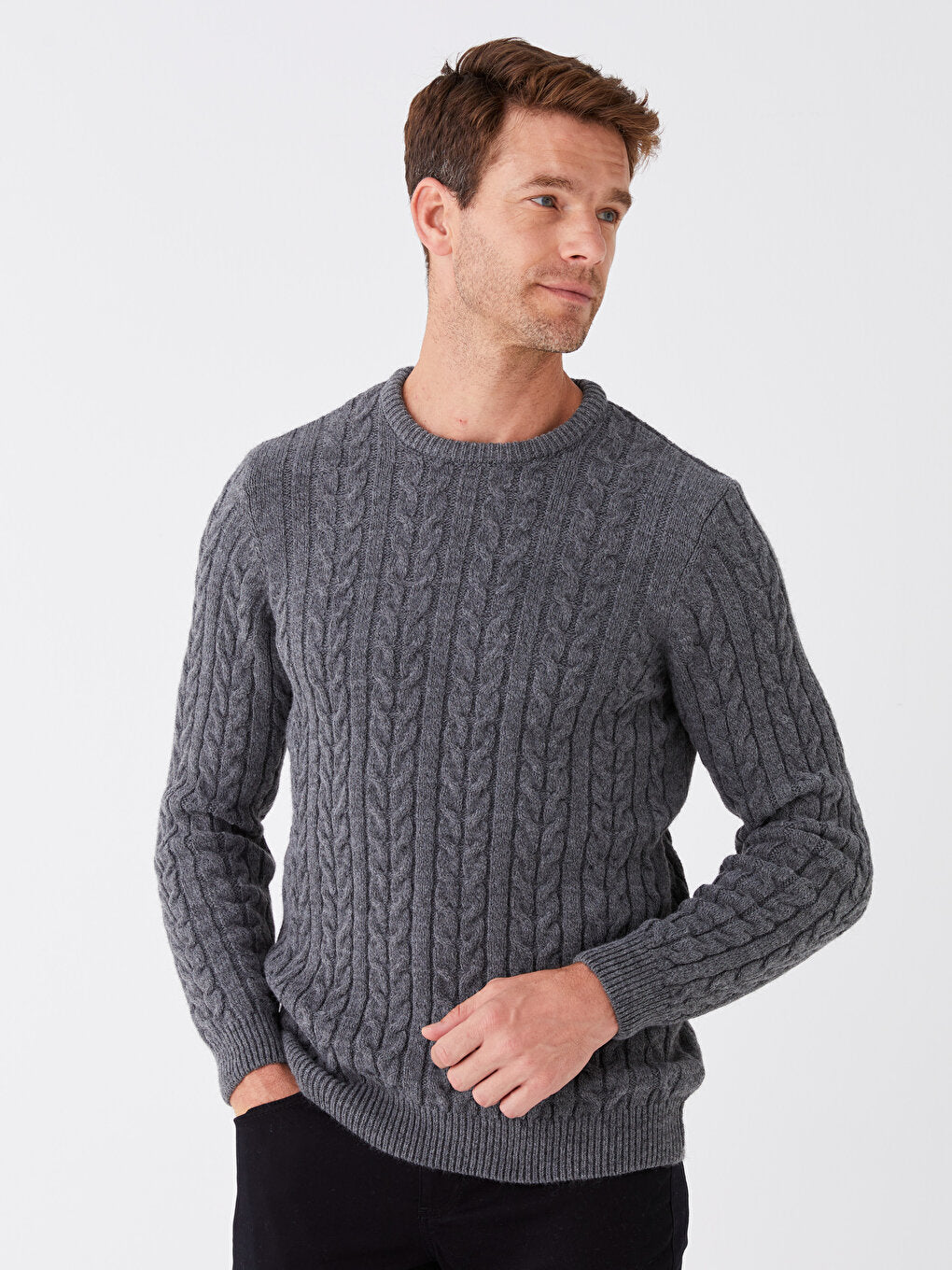 Crew Neck Long Sleeve Men's Knitwear Sweater