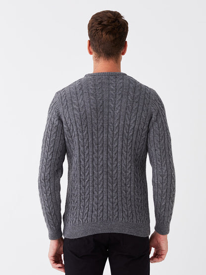 Crew Neck Long Sleeve Men's Knitwear Sweater