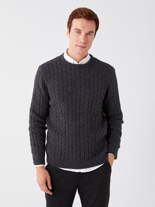 Crew Neck Long Sleeve Men's Knitwear Sweater