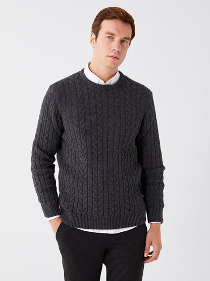 Crew Neck Long Sleeve Men's Knitwear Sweater