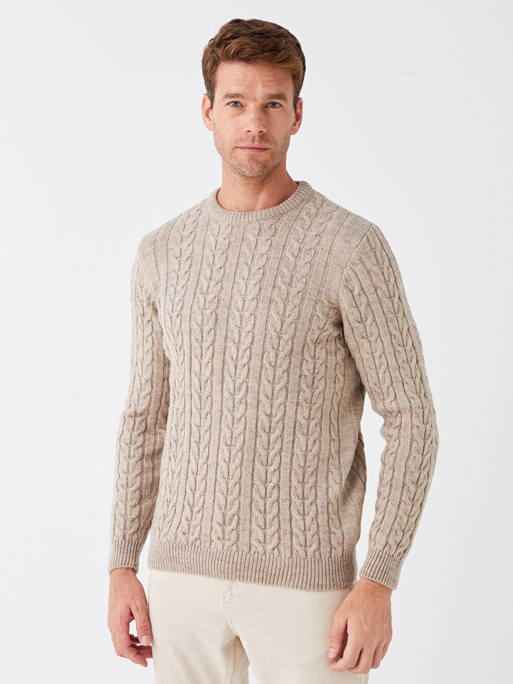 Crew Neck Long Sleeve Men's Knitwear Sweater