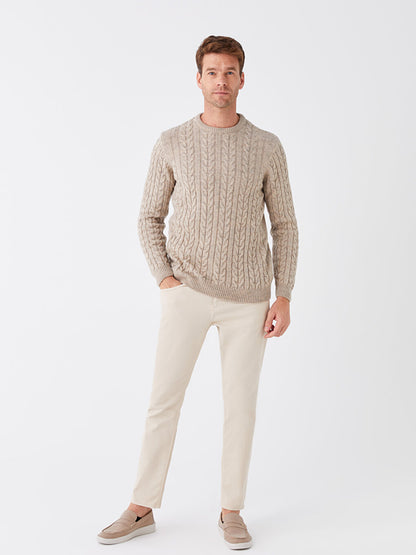 Crew Neck Long Sleeve Men's Knitwear Sweater