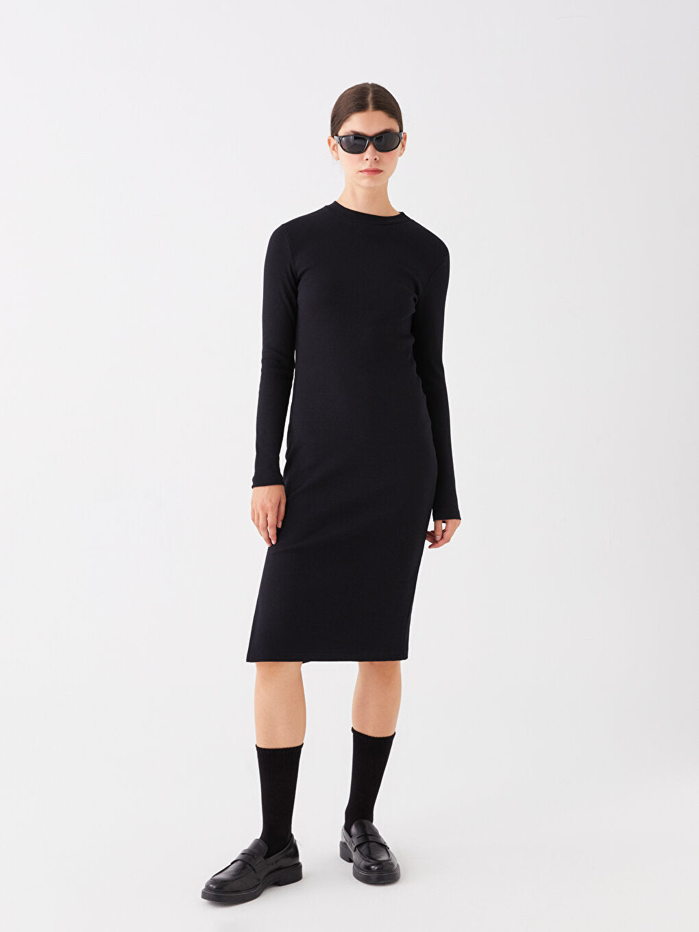 Crew Neck Straight Long Sleeve Women's Dress