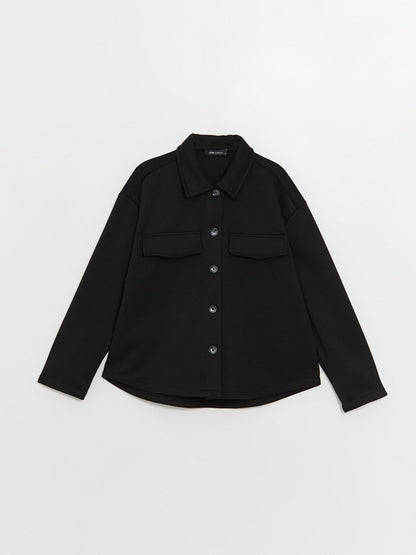 Shirt Collar Plain Long Sleeve Women's Jacket