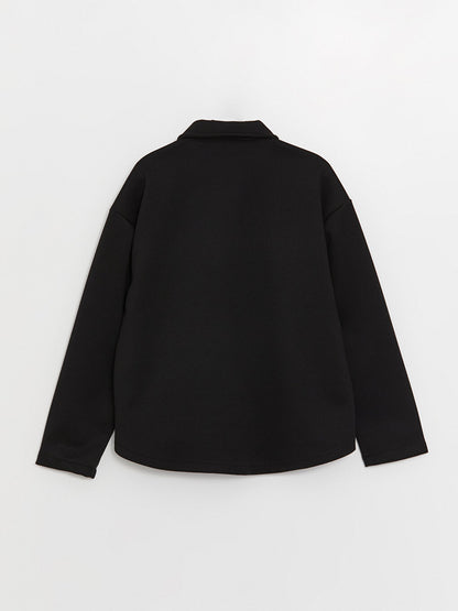 Shirt Collar Plain Long Sleeve Women's Jacket