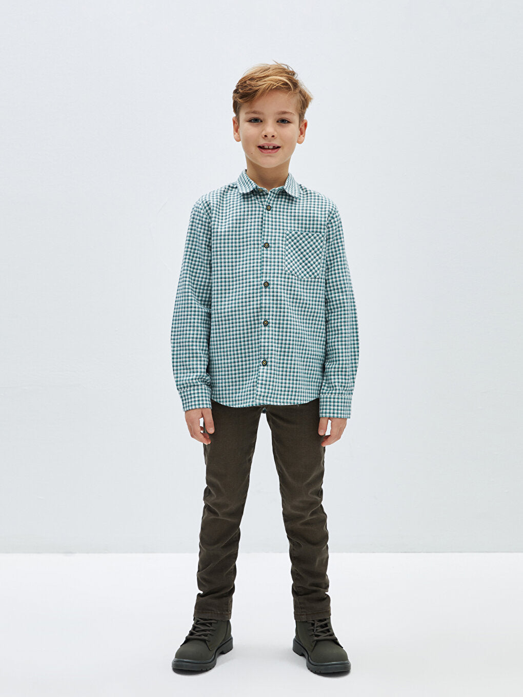 Plaid Long Sleeve Boys Shirt