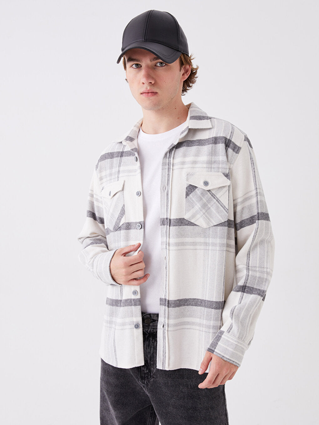 Regular Fit Long Sleeve Plaid Men's Lumberjack Shirt Jacket